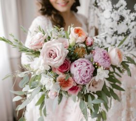 bridal floral bouquet closeup by Khim Cruz