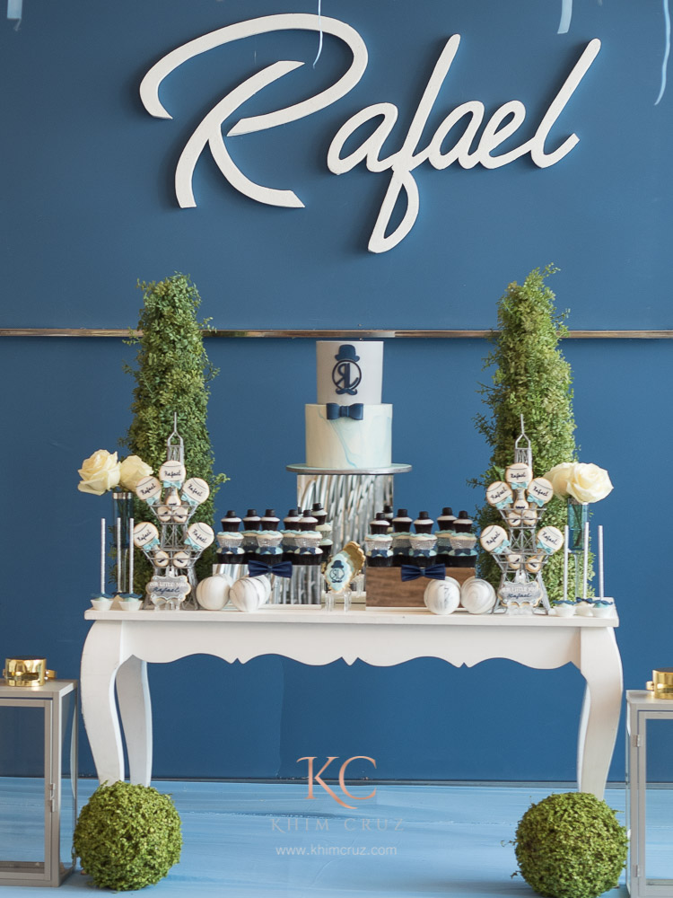 Rafael little man dessert table setup