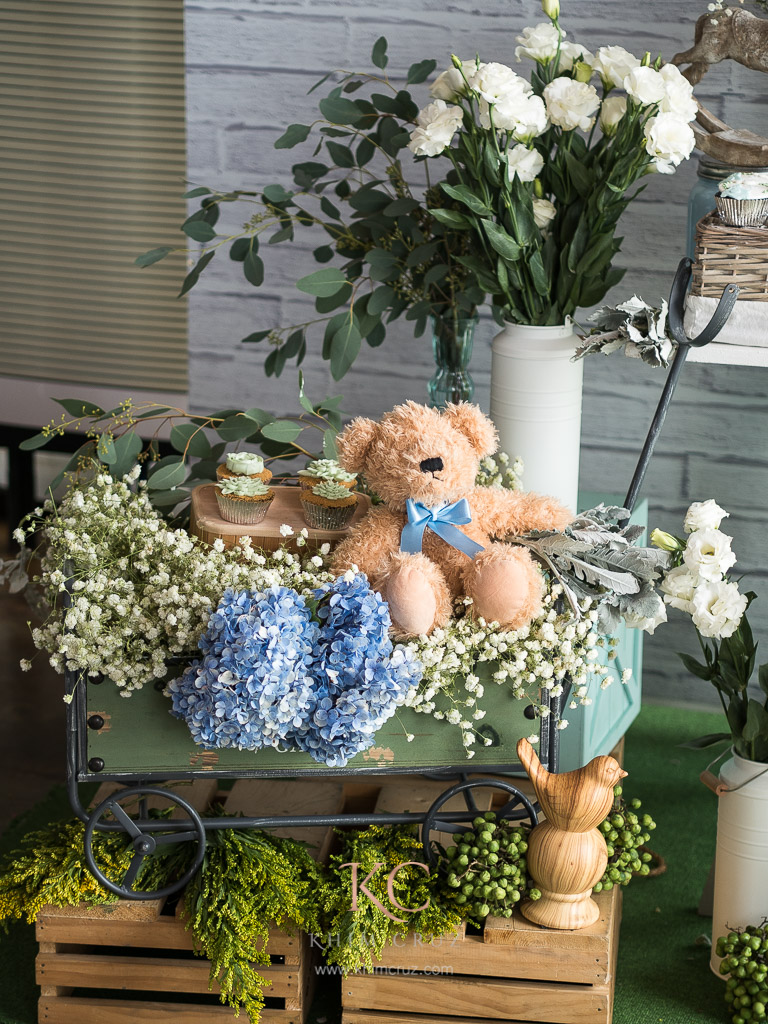 cute dreamy rustic baptismal decor setup