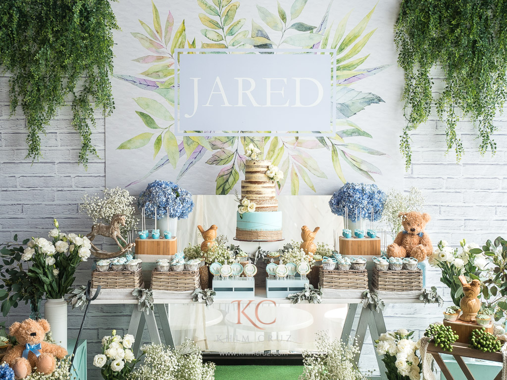 dreamy rustic baptismal dessert table decor styling setup by Khim Cruz