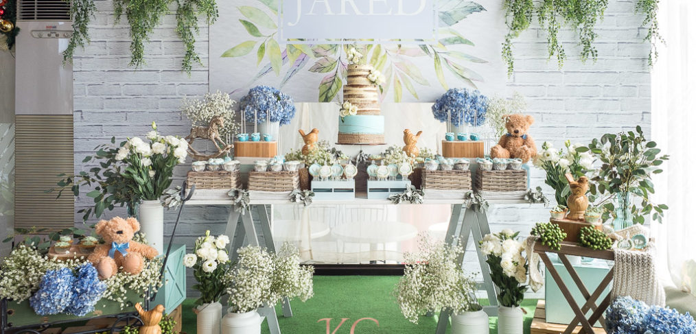 Dreamy rustic baptismal dessert table setup by Khim Cruz