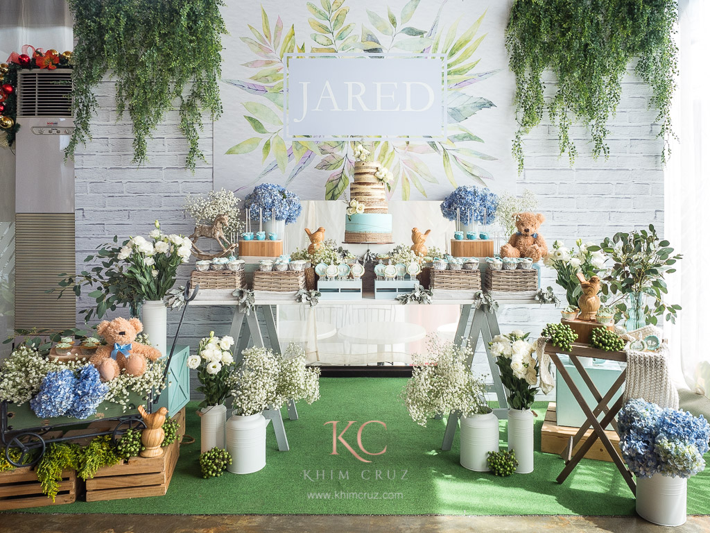 Dreamy rustic baptismal dessert table setup by Khim Cruz