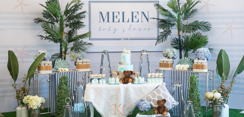 hamptons style dessert table baby shower setup by Khim Cruz