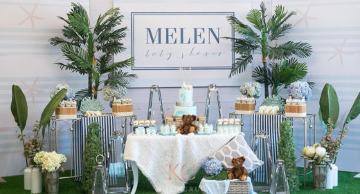 hamptons style dessert table baby shower setup by Khim Cruz