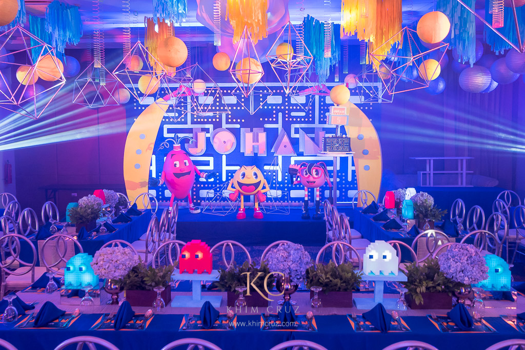 Pacman kids childrens birthday party setup styling by Khim Cruz