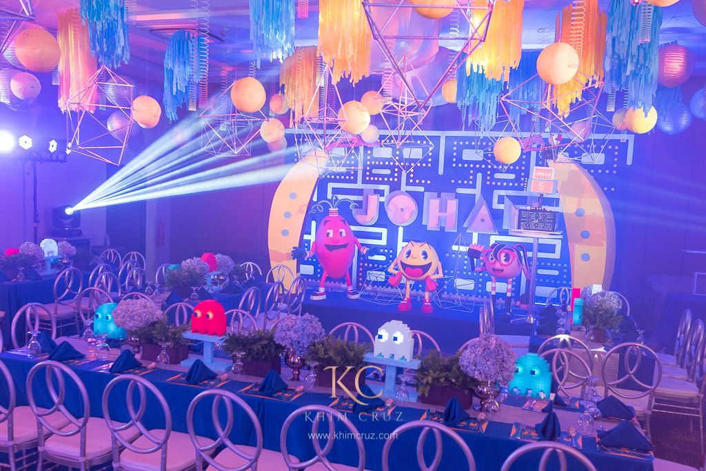 Pacman themed children's birthday party setup styling by Khim Cruz