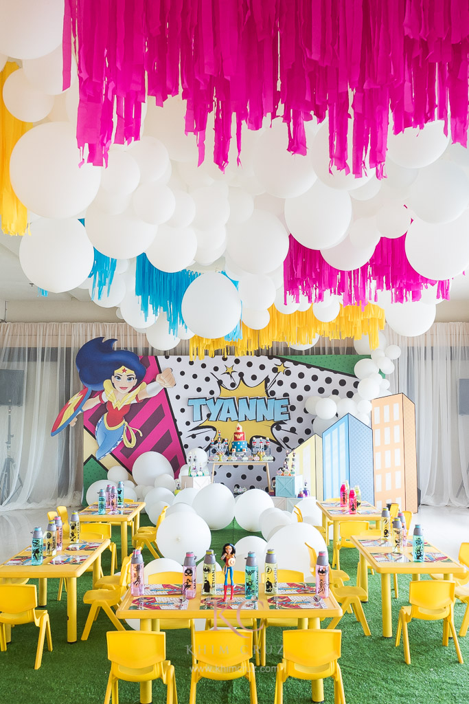 wonder woman superhero girls themed birthday party decor by Khim Cruz