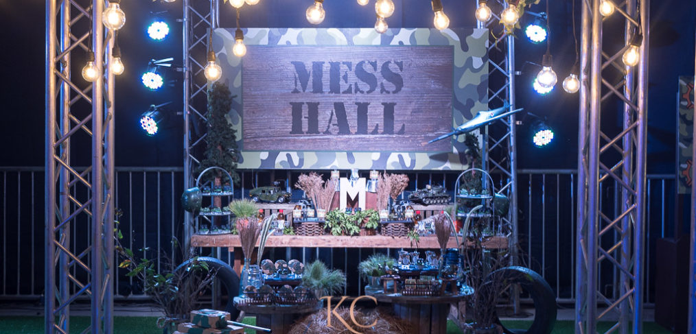 army soldier boot camp mess hall party decor dessert table styling by Khim Cruz