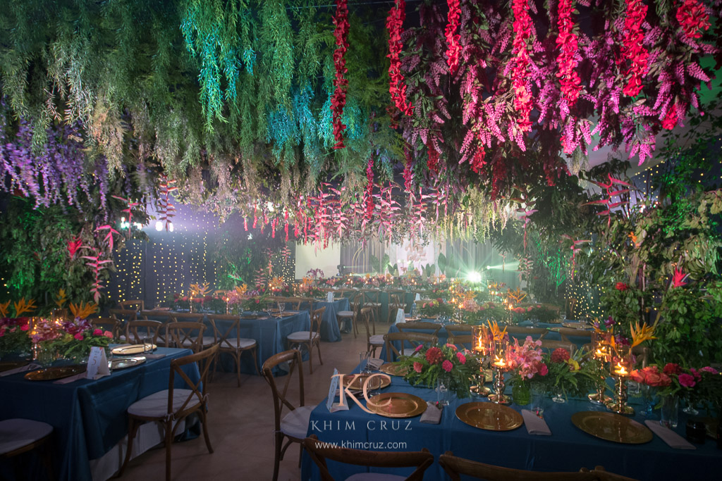 Tropical luau wedding reception