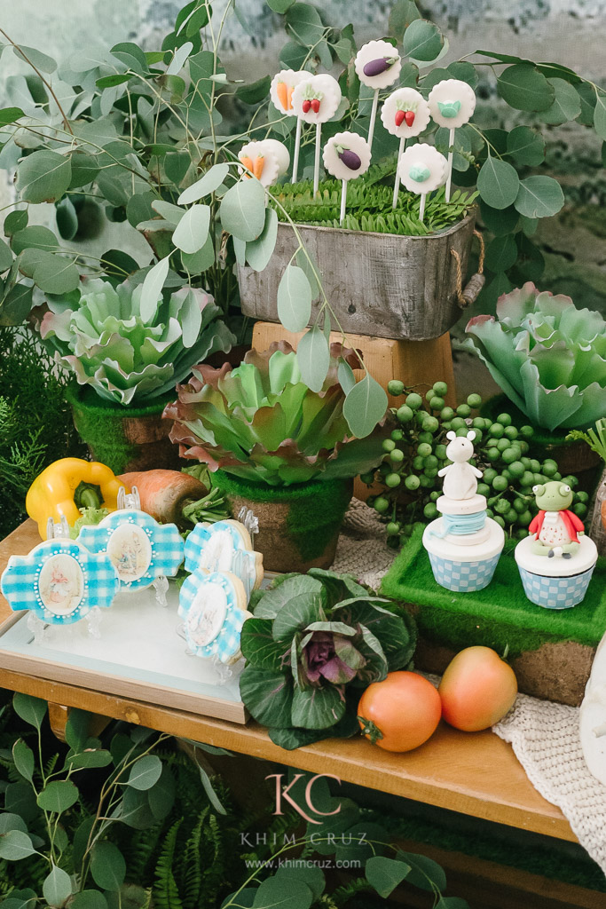 classic peter rabbit garden vegetable harvest dessert table details