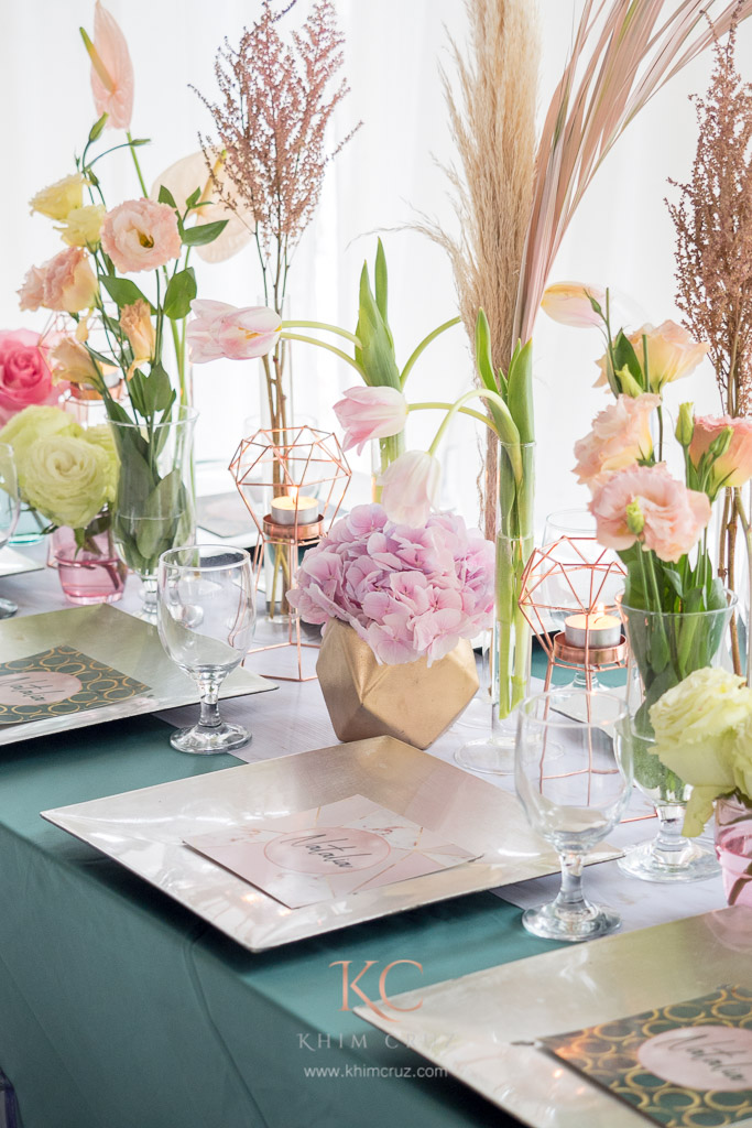 modern palm springs guest table setting detail