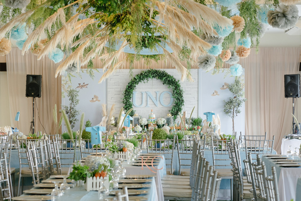 modern peter rabbit birthday reception decor by Khim Cruz