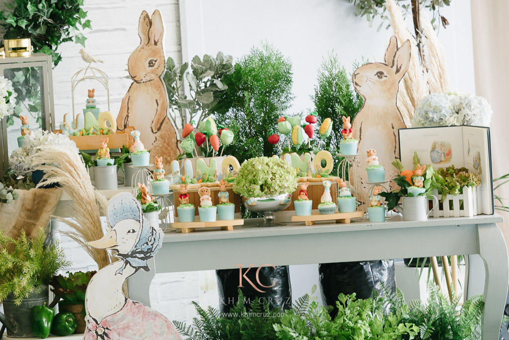 modern peter rabbit dessert table setup by Khim Cruz