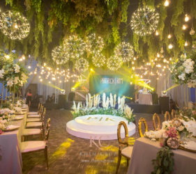 chic industrial wedding ballroom reception decor by Khim Cruz