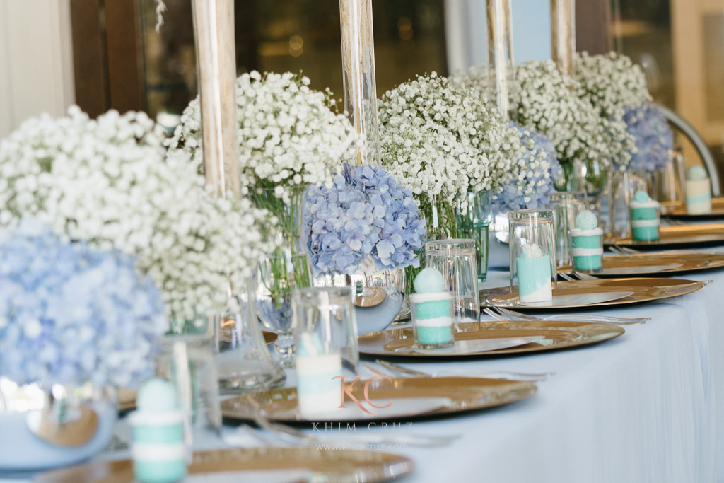 elegant baby shower guest table setup