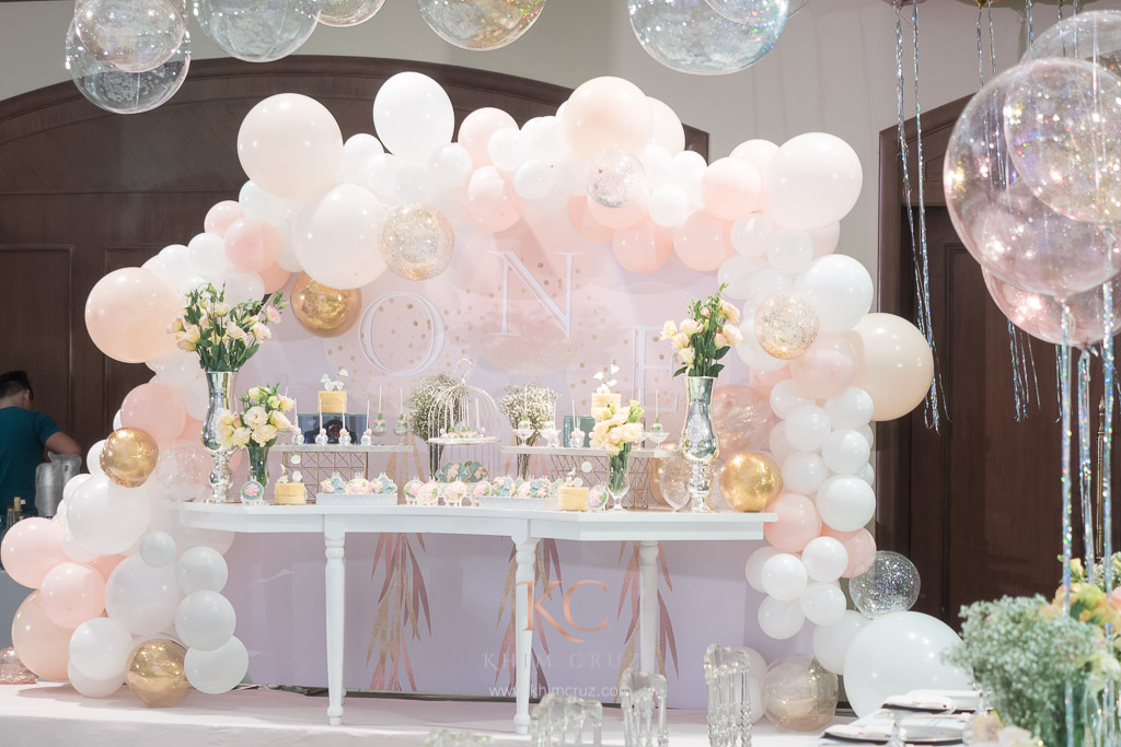 bubble balloon party dessert setup by Khim Cruz
