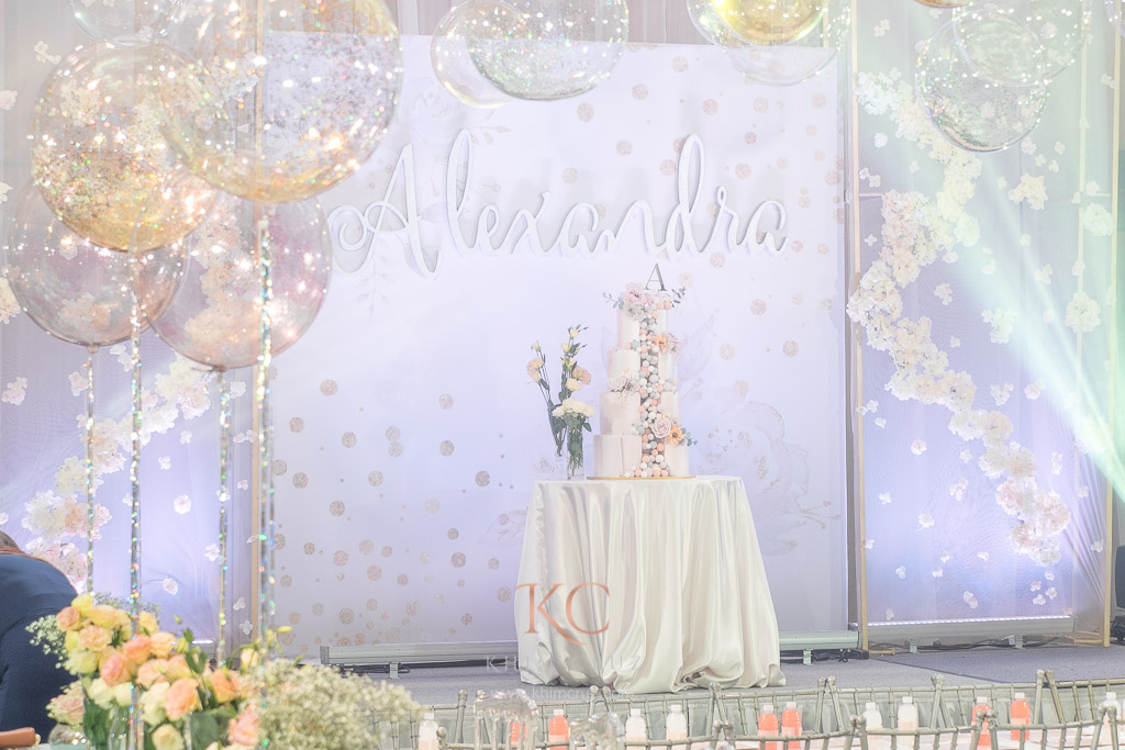 cute bubbly theme birthday party stage decor