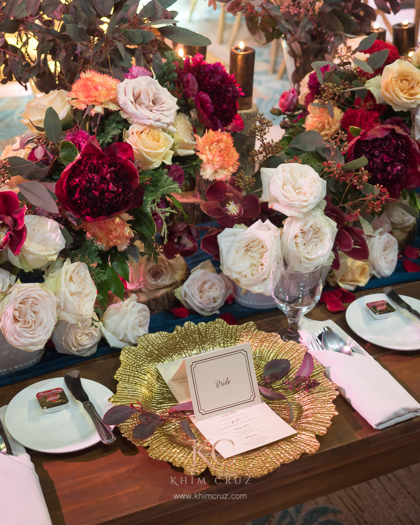 rustic elegance wedding floral arrangement for head tablescape by Khim Cruz