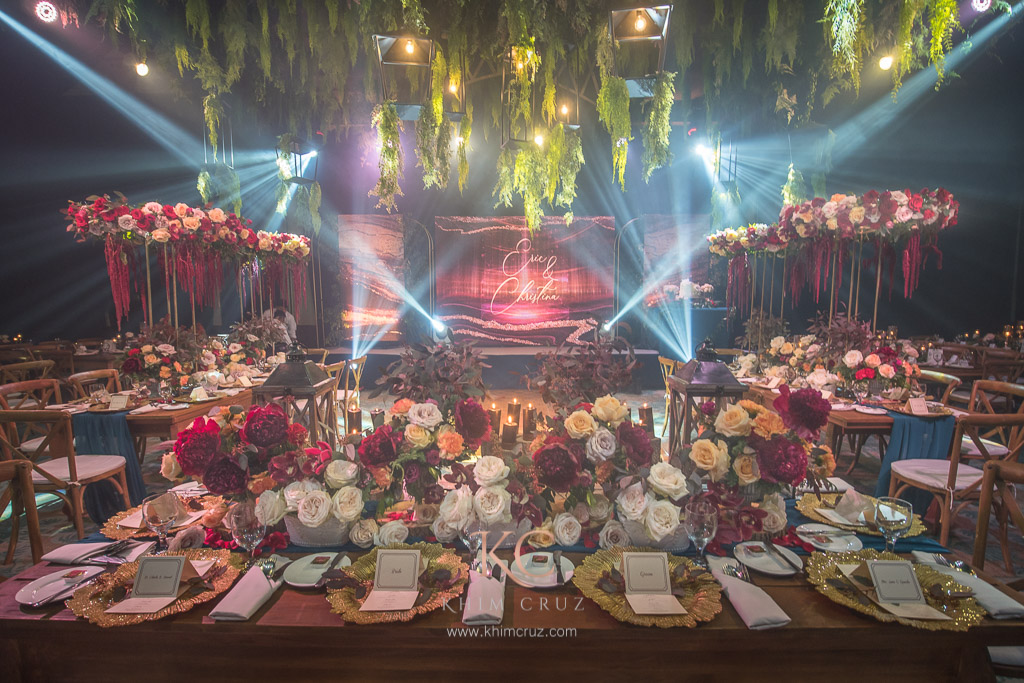 rustic elegance wedding reception floral head table by Khim Cruz