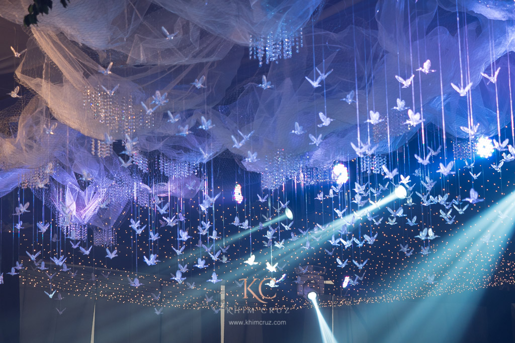 enchanted forest debut bird and clouds ceiling decor by Khim Cruz