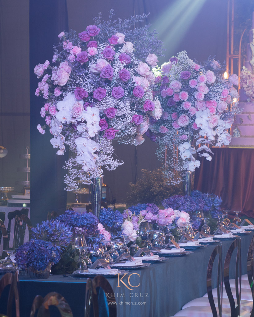 enchanted forest theme head table floral design setup