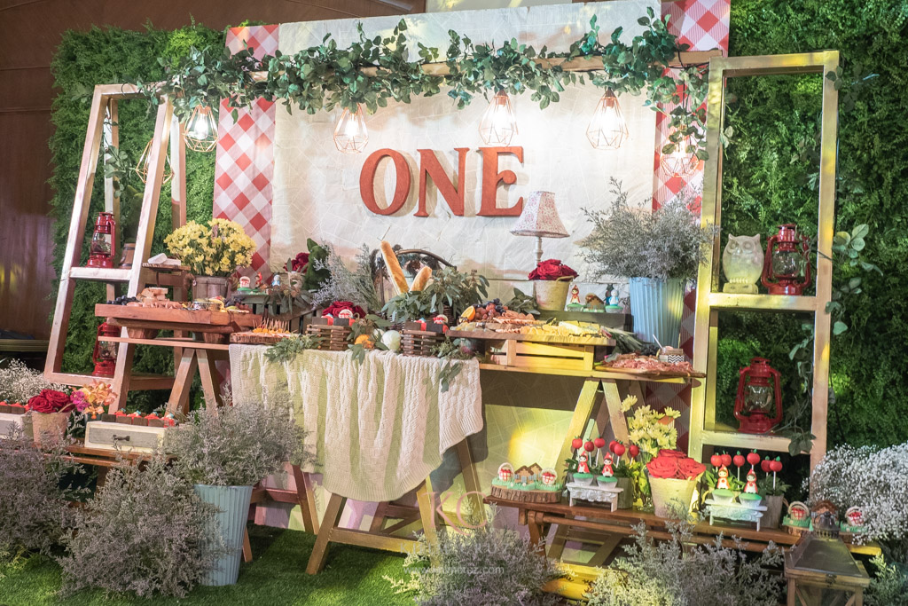 little red riding hood themed childrens birthday dessert table setup styled by Khim Cruz