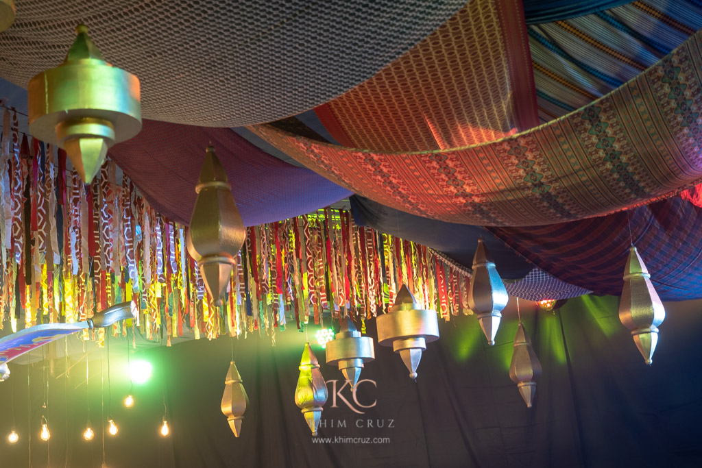 Aladdin Agrabah marketplace kids birthday party ceiling design styled by Khim Cruz