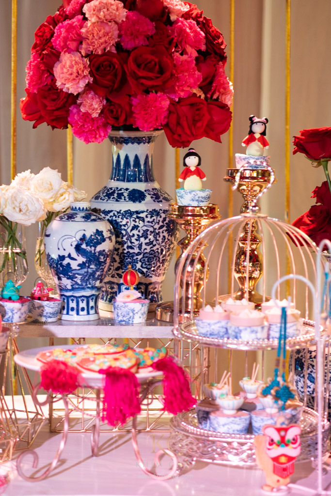 chinese theme dessert table design elements blue and white styled by Khim Cruz