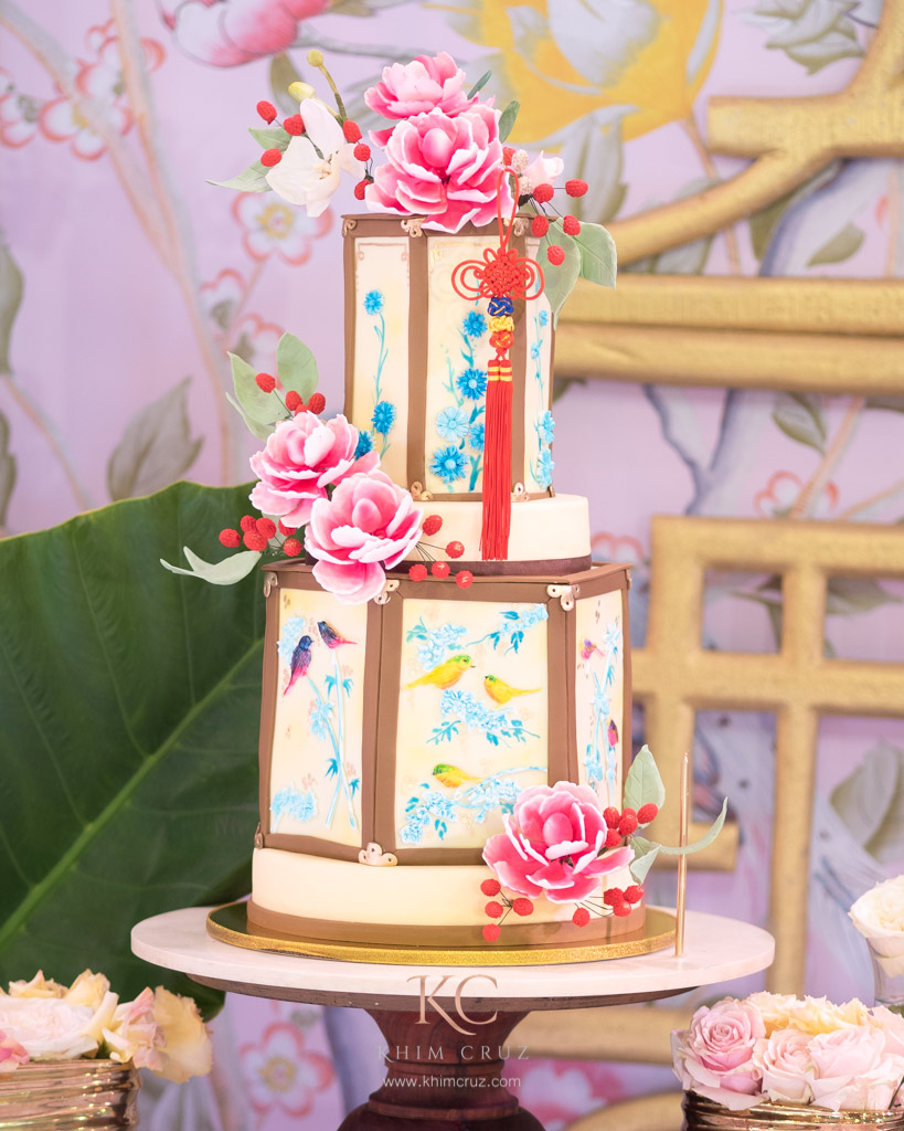 chinoiserie theme birthday cake design