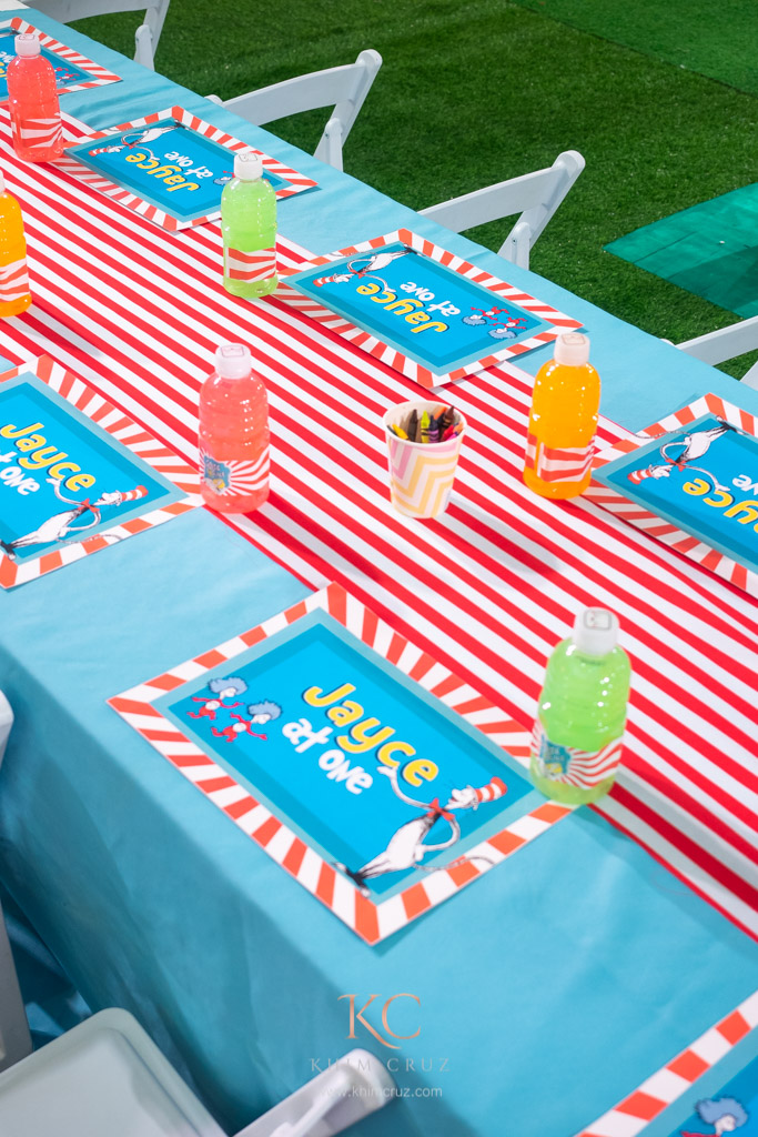 dr. seuss seussville themed childrens birthday party decor styled by Khim Cruz