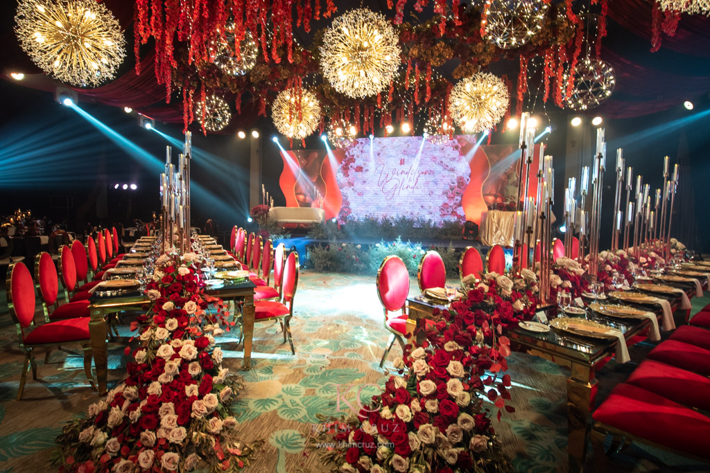 red elegance wedding ballroom reception styled by Khim Cruz