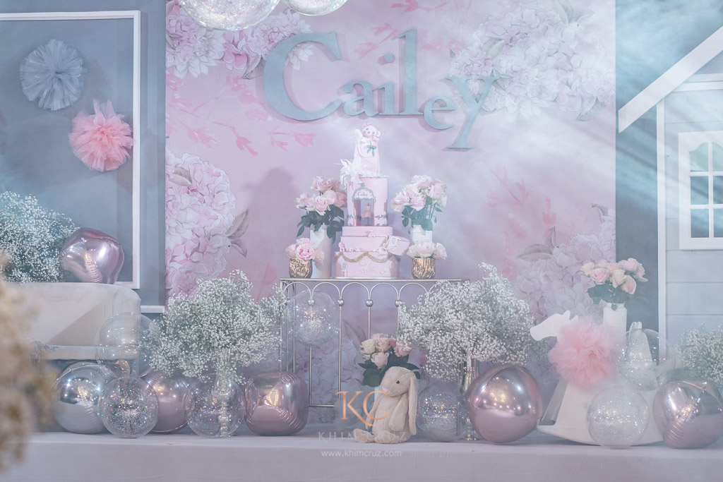 baby dior inspired birthday party cake stage detail design by Khim Cruz