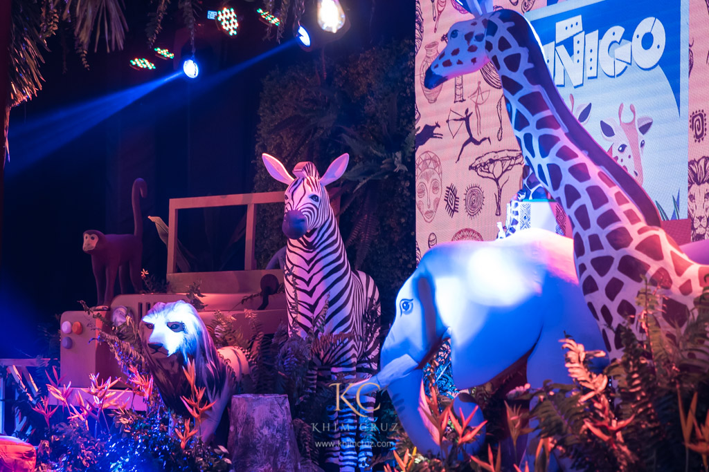 Safari themed birthday animals stage setup by Khim Cruz