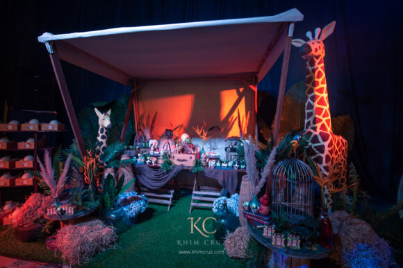 Safari themed birthday dessert table setup styled by Khim Cruz