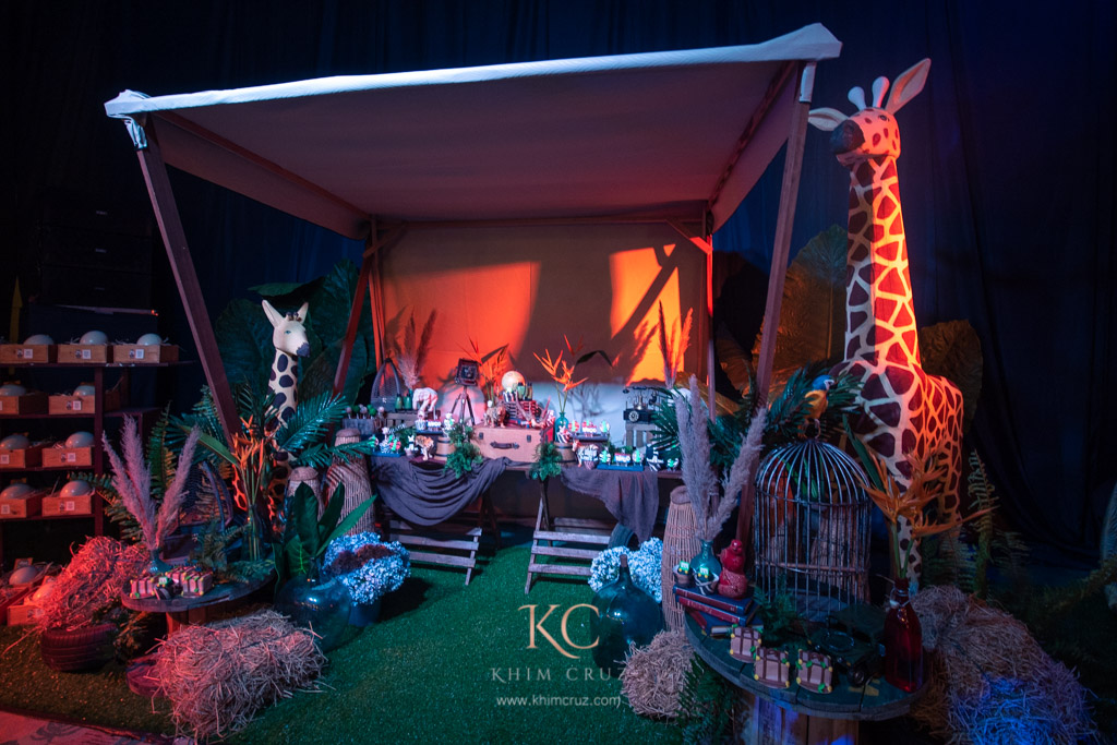 Safari themed birthday dessert table setup styled by Khim Cruz