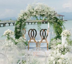 outdoor beach wedding ceremonial arch styled by Khim Cruz