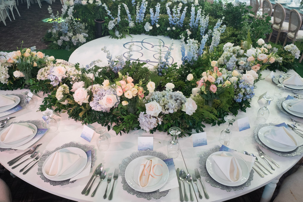 Gardens of Provence inspired wedding table setting setup