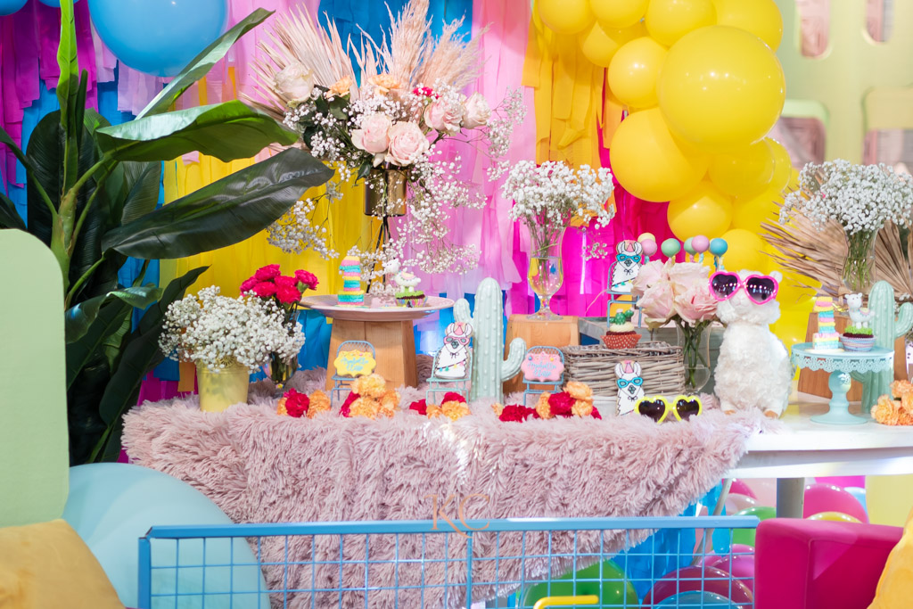 llama themed kids birthday party beautiful dessert spread styled by Khim Cruz