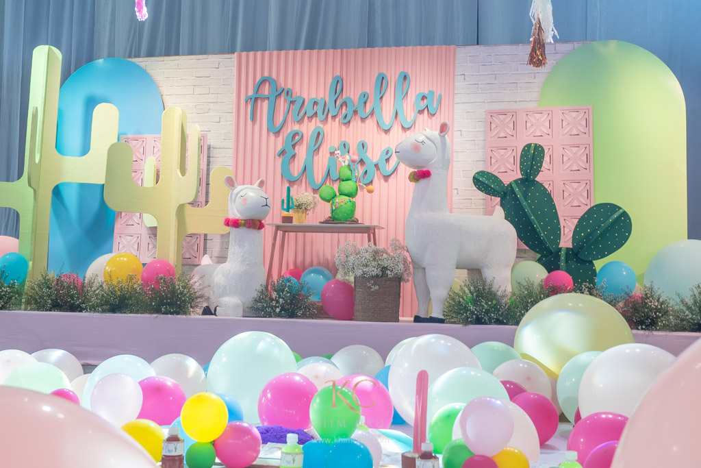 llama themed kids birthday party stage setup design styled by Khim Cruz