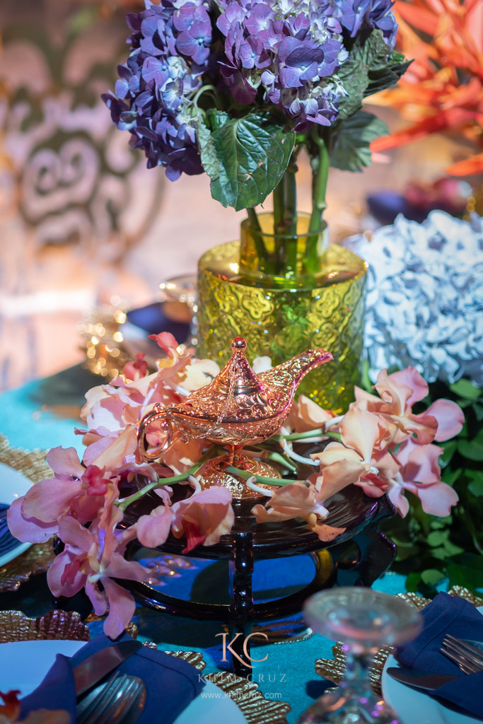 Aladdin movie themed kids birthday floral arragement magic lamp by Khim Cruz