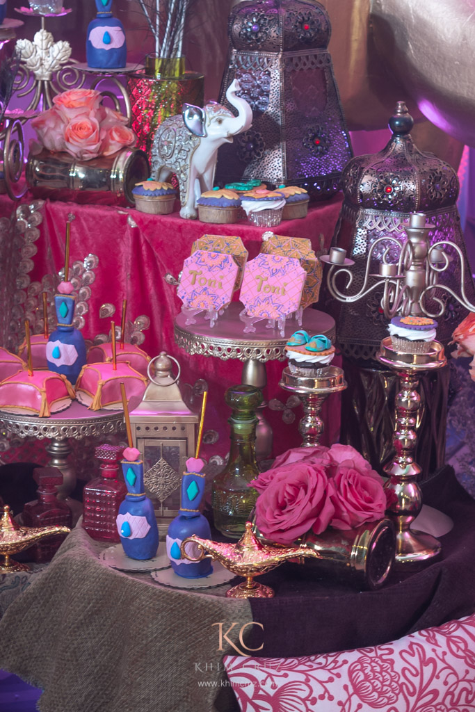 arabian nights theme kids birthday dessert table spread