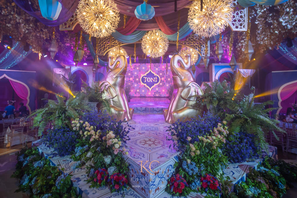 arabian nights theme kids birthday stage design and flowers by Khim Cruz