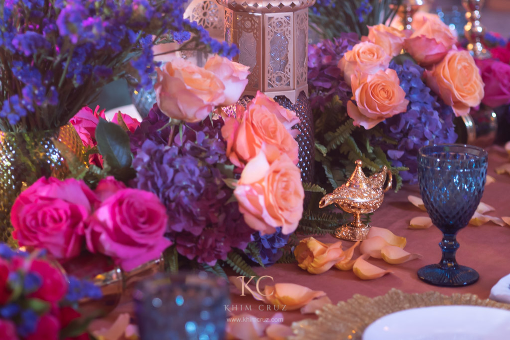 arabian nights theme kids birthday table floral centerpeice by Khim Cruz