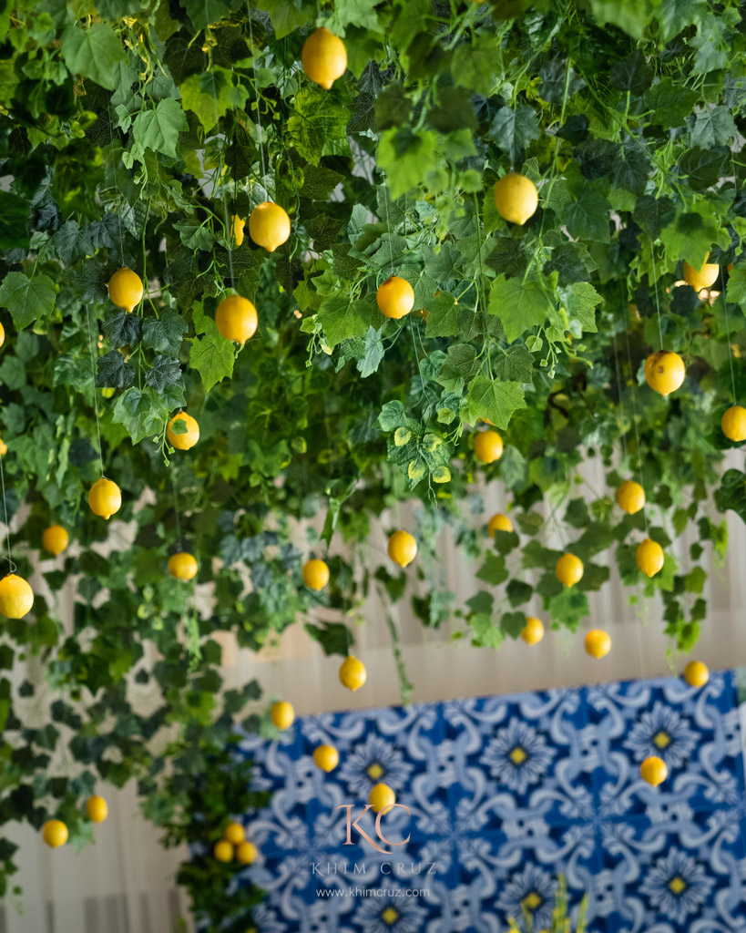 lemon mediterranean themed baptismal ceiling installation design by Khim Cruz