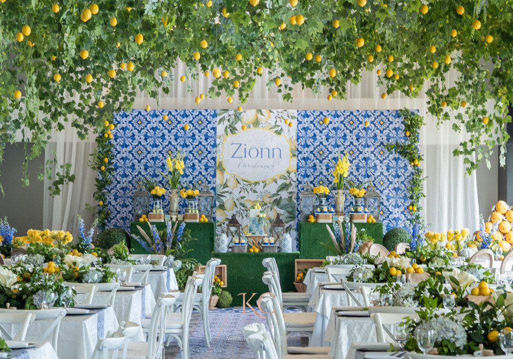 Lemon-Mediterranean themed baptismal design