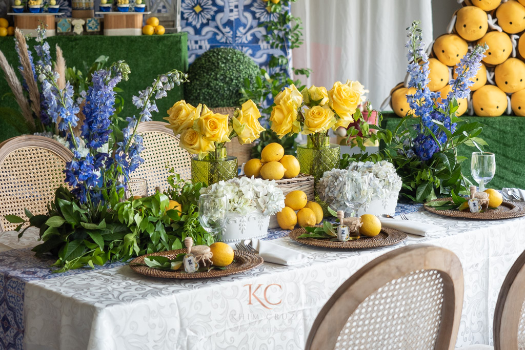 lemon mediterranean themed baptismal table setting by Khim Cruz