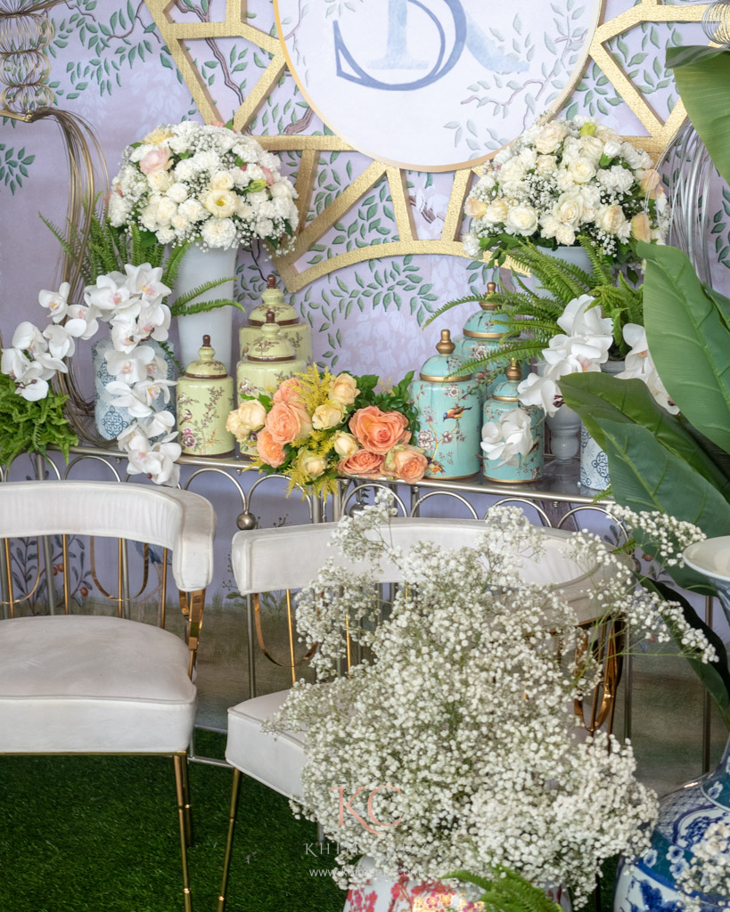 Chinoiserie themed wedding photowall details styled by Khim Cruz