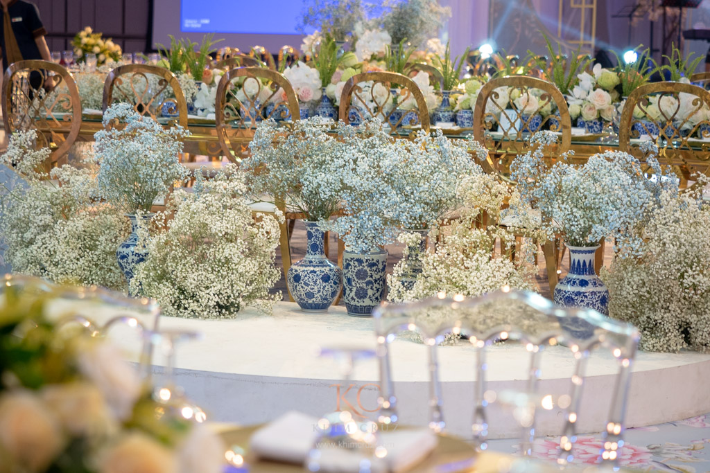 Chinoiserie themed wedding reception floral design styled by Khim Cruz