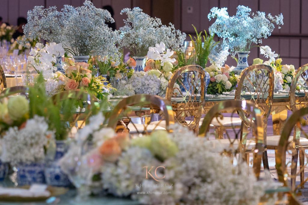Chinoiserie themed wedding reception head table styled by Khim Cruz