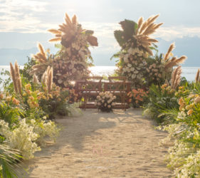 Boho beach wedding ceremony